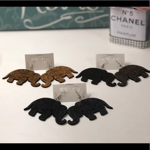 NEW BUNDLE Wooden Elephant Earring Set of 3